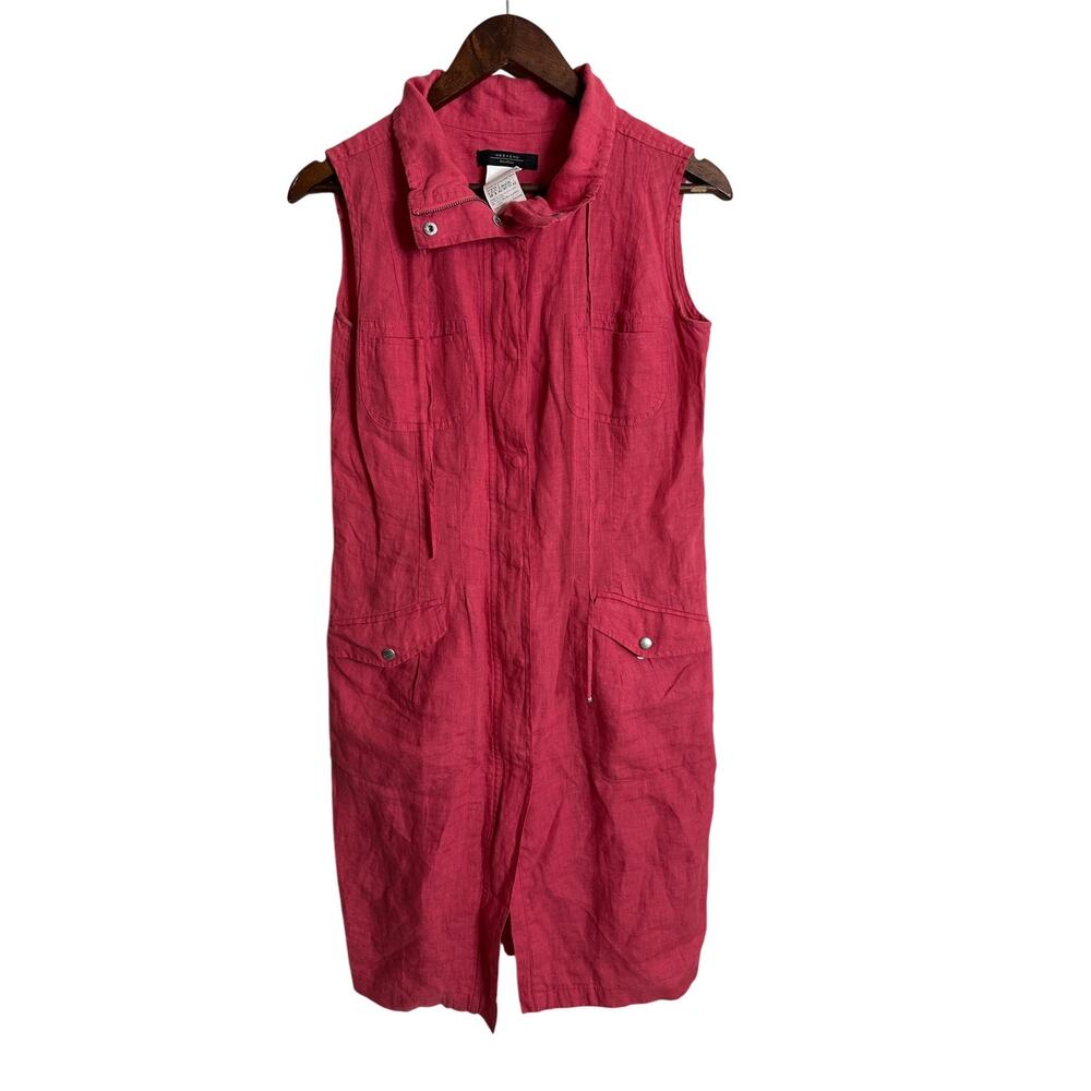 Weekend MaxMara 100% Linen Modern Utility Safari Chic Dress Raspberry Womans 8